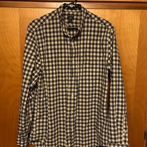 J. Crew Men's Blue and White Plaid Shirt
